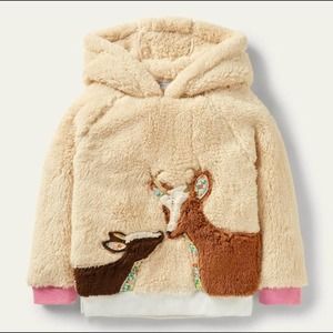 NWOT Mini Boden Appliqué Faux Fur Hoodie (Size 4-5Y)